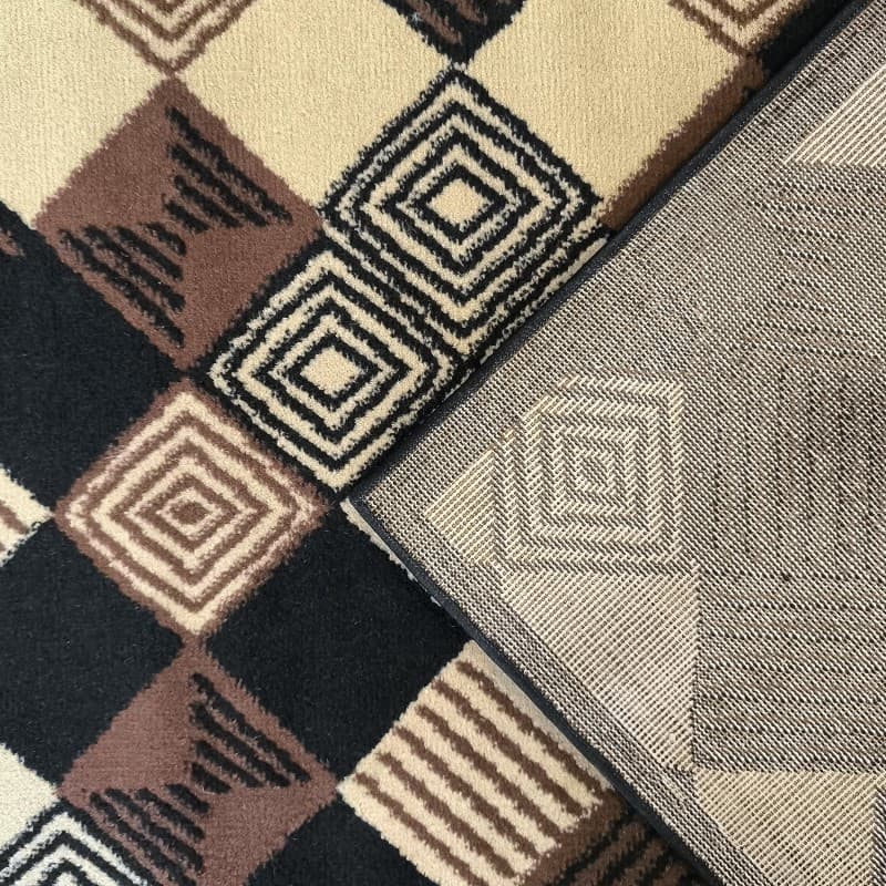 Koberec Alfa se čtvercovým geometrickým vzorem - hnědý 4