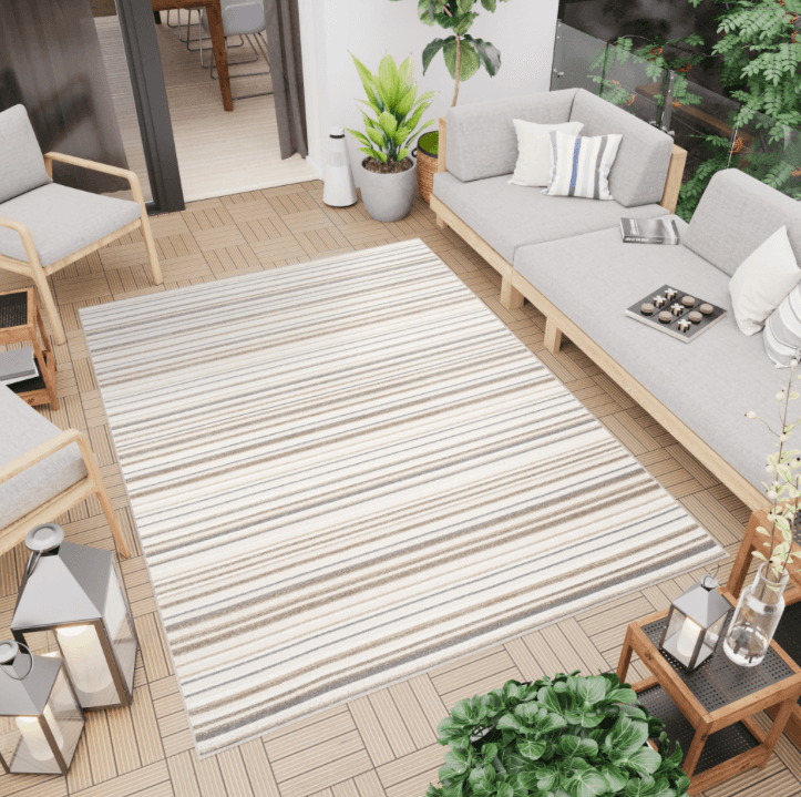 Koberec na terasu nebo balkon Aventura ED23C v krémových barvách