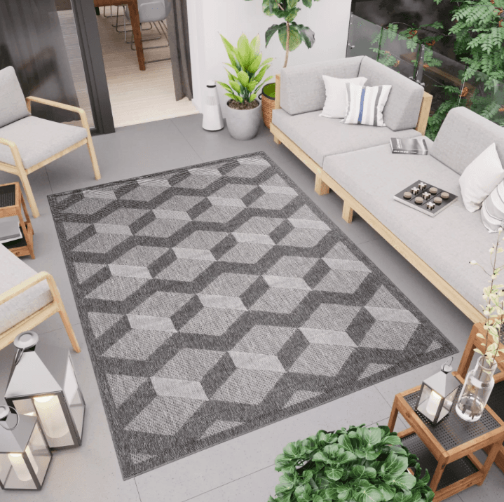 Stylový šedý koberec s 3D efektem Cansas