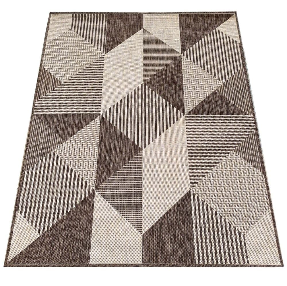 Stylový koberec s geometrickými vzory v hnědé barvě 3