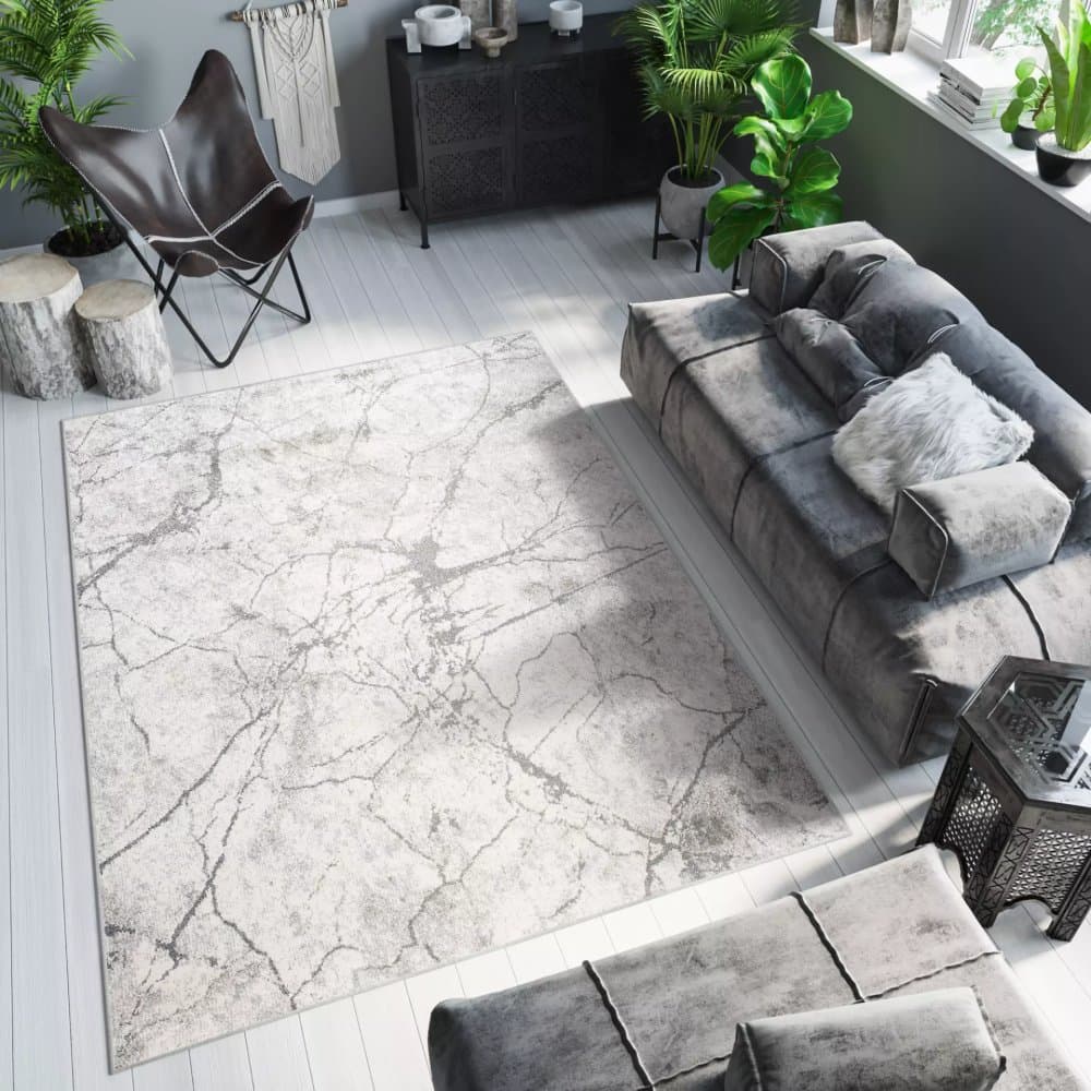 Světle krémový designový koberec s mramorovým vzorem