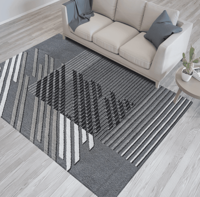 Designový koberec v šedé barvě s pruhy