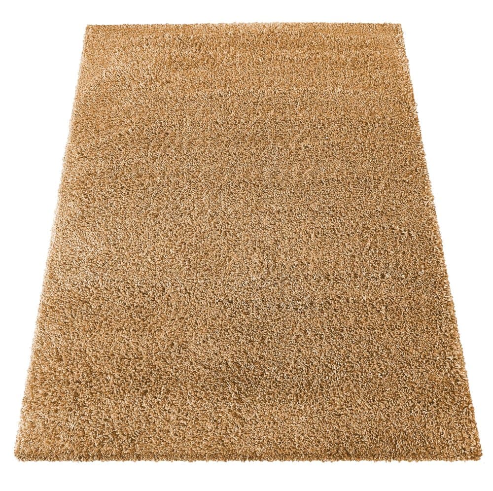 Moderní koberec shaggy v hořčicově žluté barvě