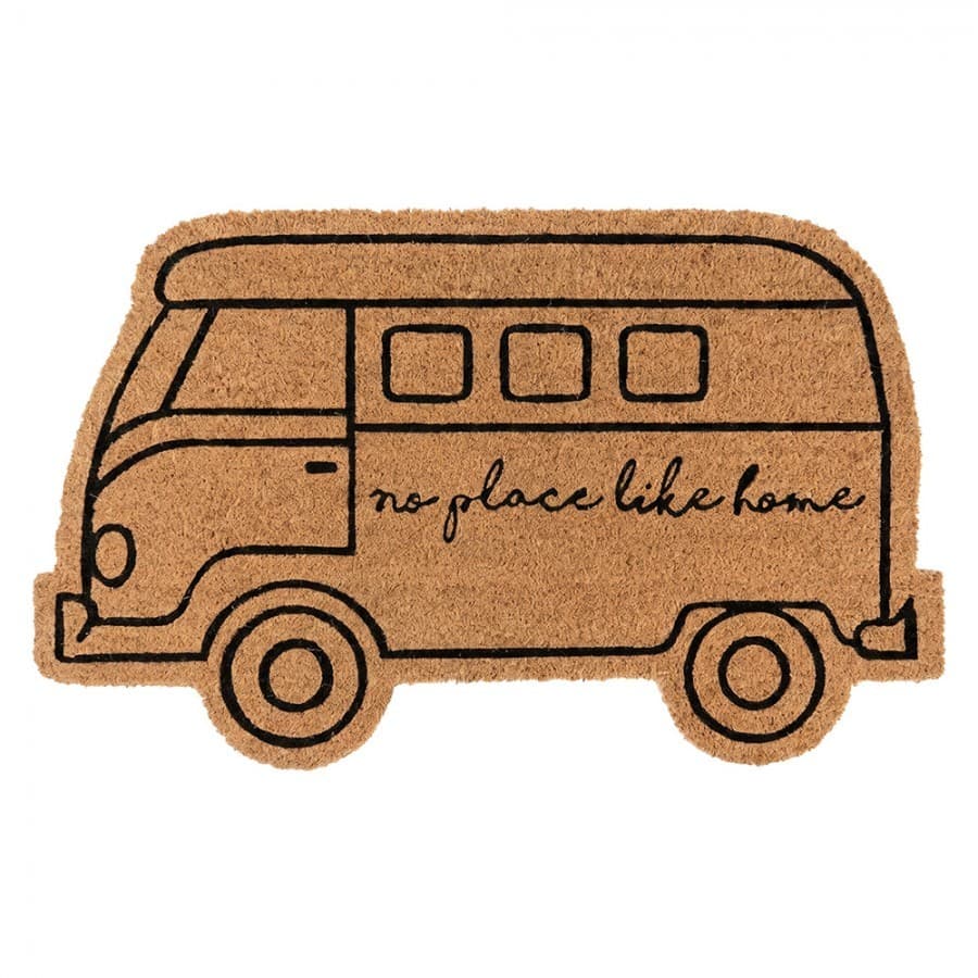 Hnědá kokosová rohožka ve tvaru retro autobusu