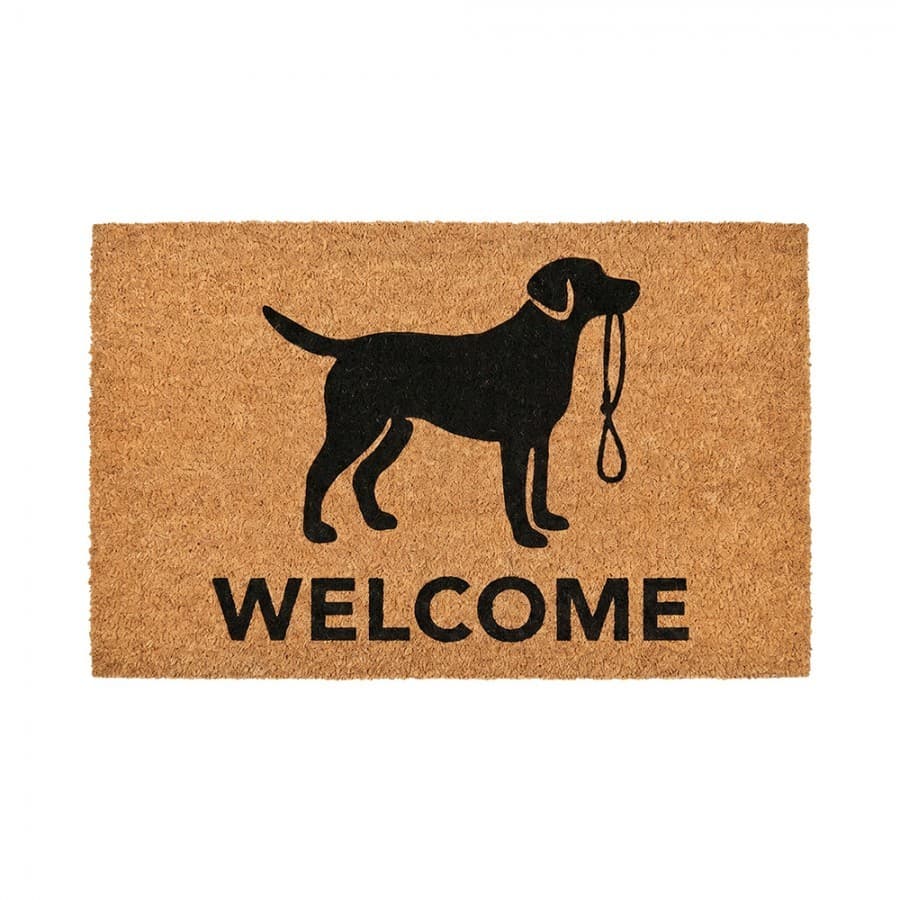 Hnědá kokosová rohožka s pejskem Welcome