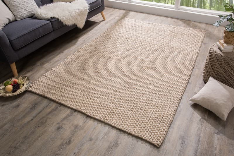 Moderní koberec Wool z měkkých vlněných vláken v béžovém odstínu