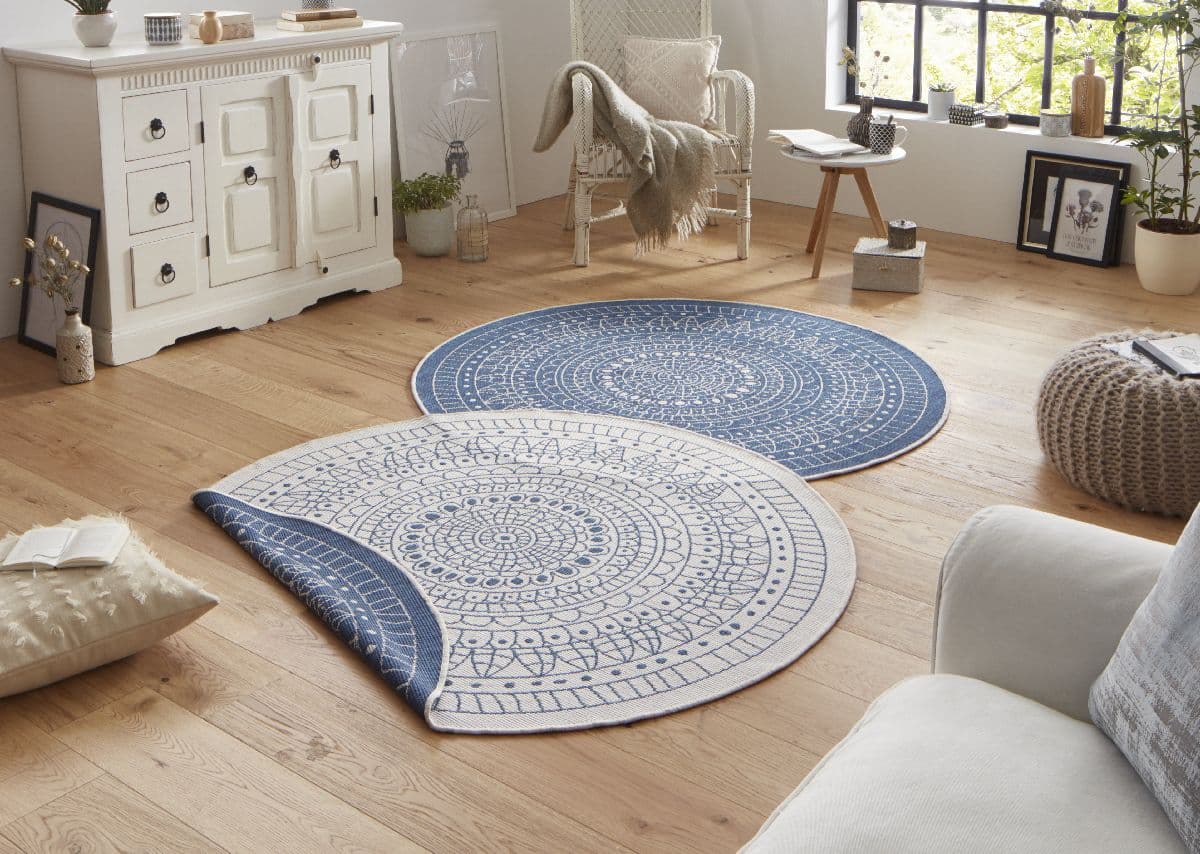 Kusový koberec Northrugs Twin 103104 Blue Cream Ø 100 cm 2