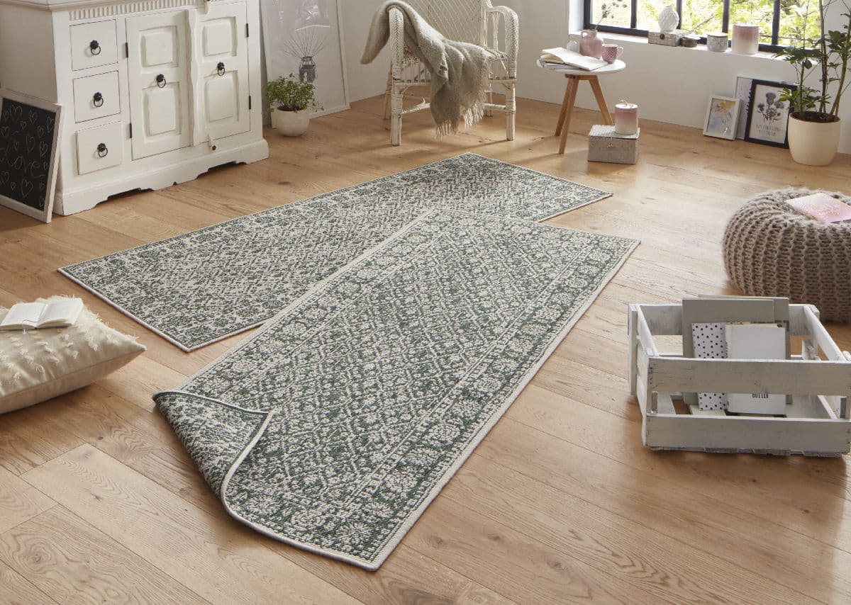 Kusový běhoun Northrugs Twin 103115 Green Cream 2