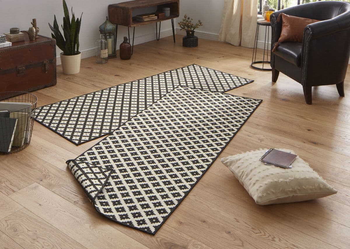 Kusový běhoun Northrugs Twin 103124 Black Cream 2