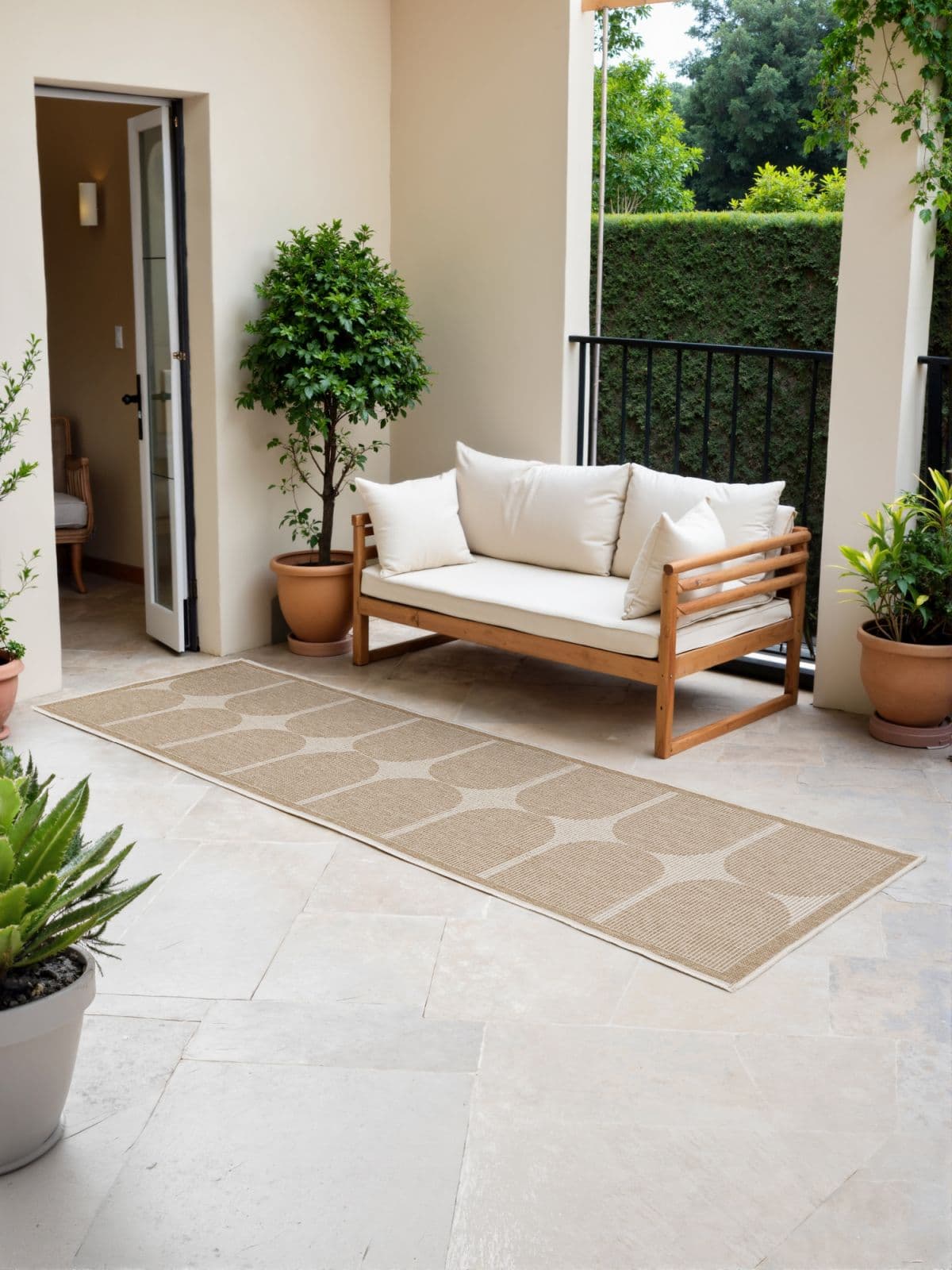 Kusový běhoun Northrugs Duet 106245 Jute White 3