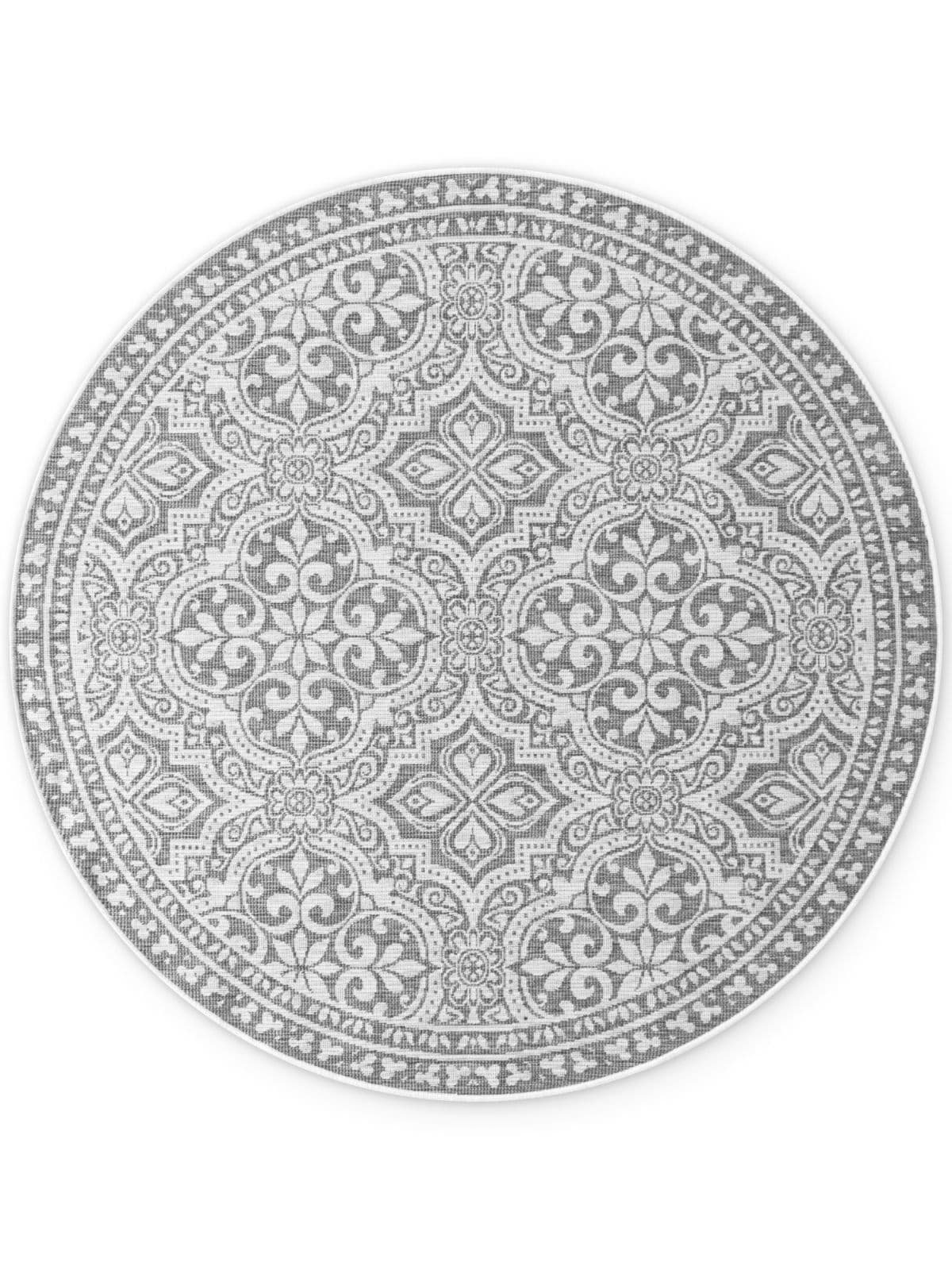 Kruhový kusový koberec Northrugs Duet 106251 White Grey 2