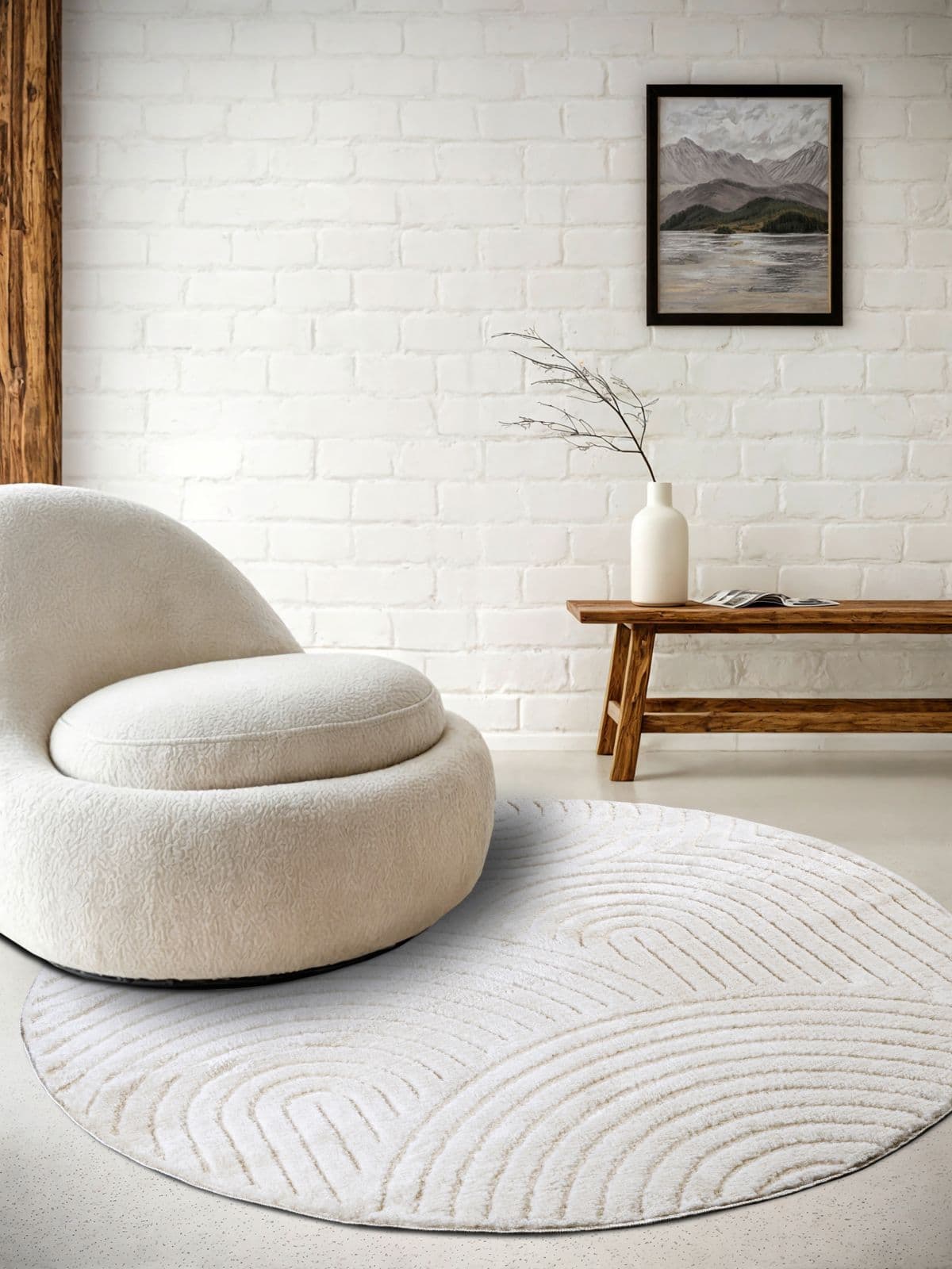 Kruhový kusový koberec Elle Decoration New York 106203 White Ø 160 cm 5
