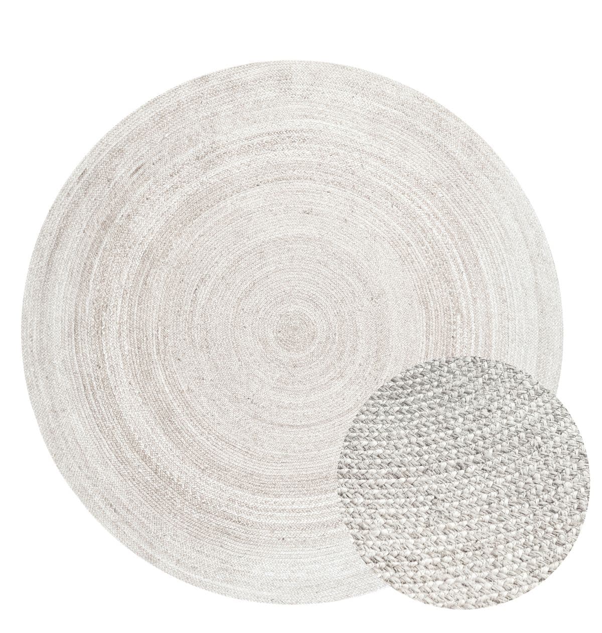 Kruhový kusový koberec Hanse Home Jute Braided 106321 White Ø 100 cm 6