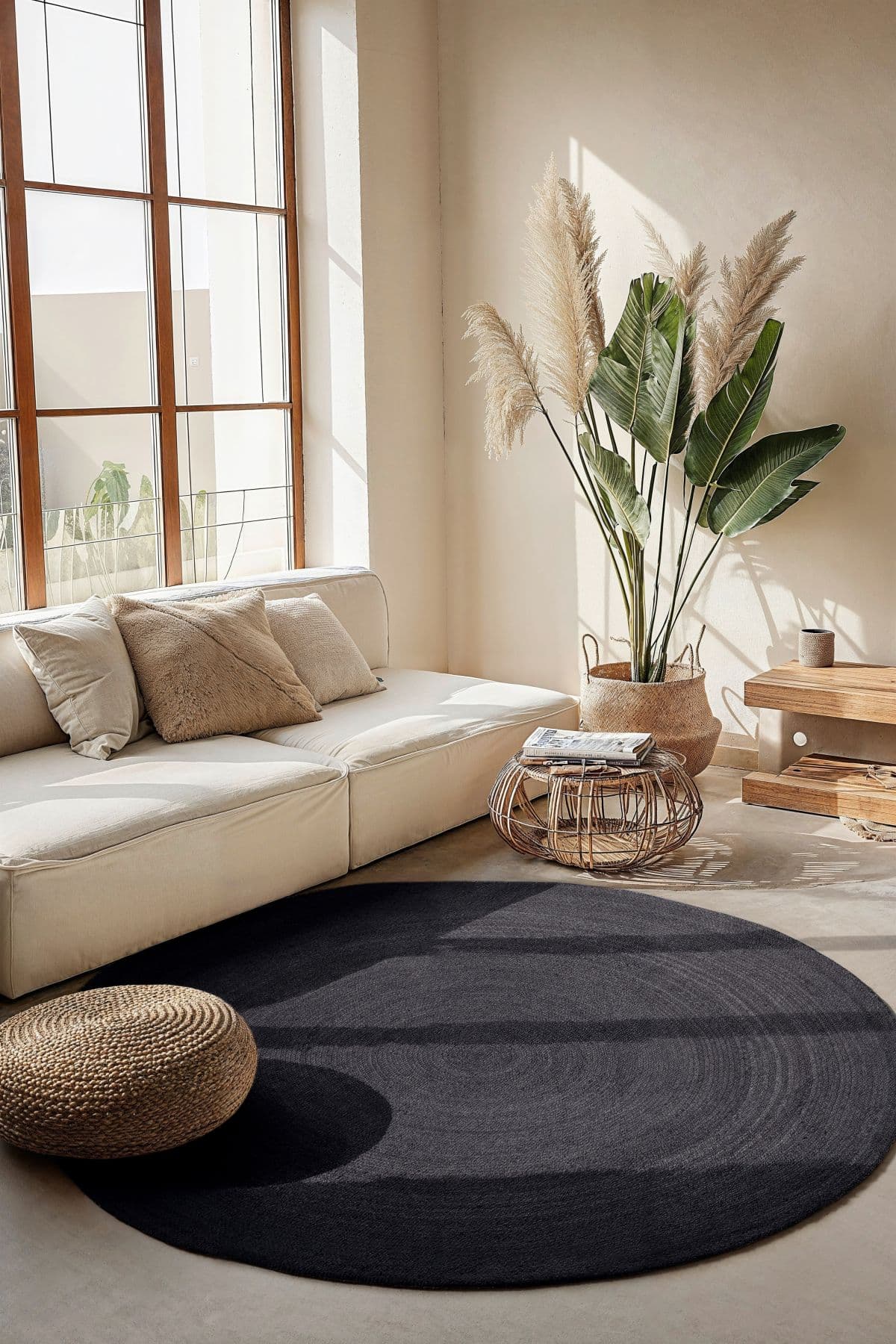 Kruhový kusový koberec Hanse Home Jute Braided 106322 Black Ø 100 cm 5