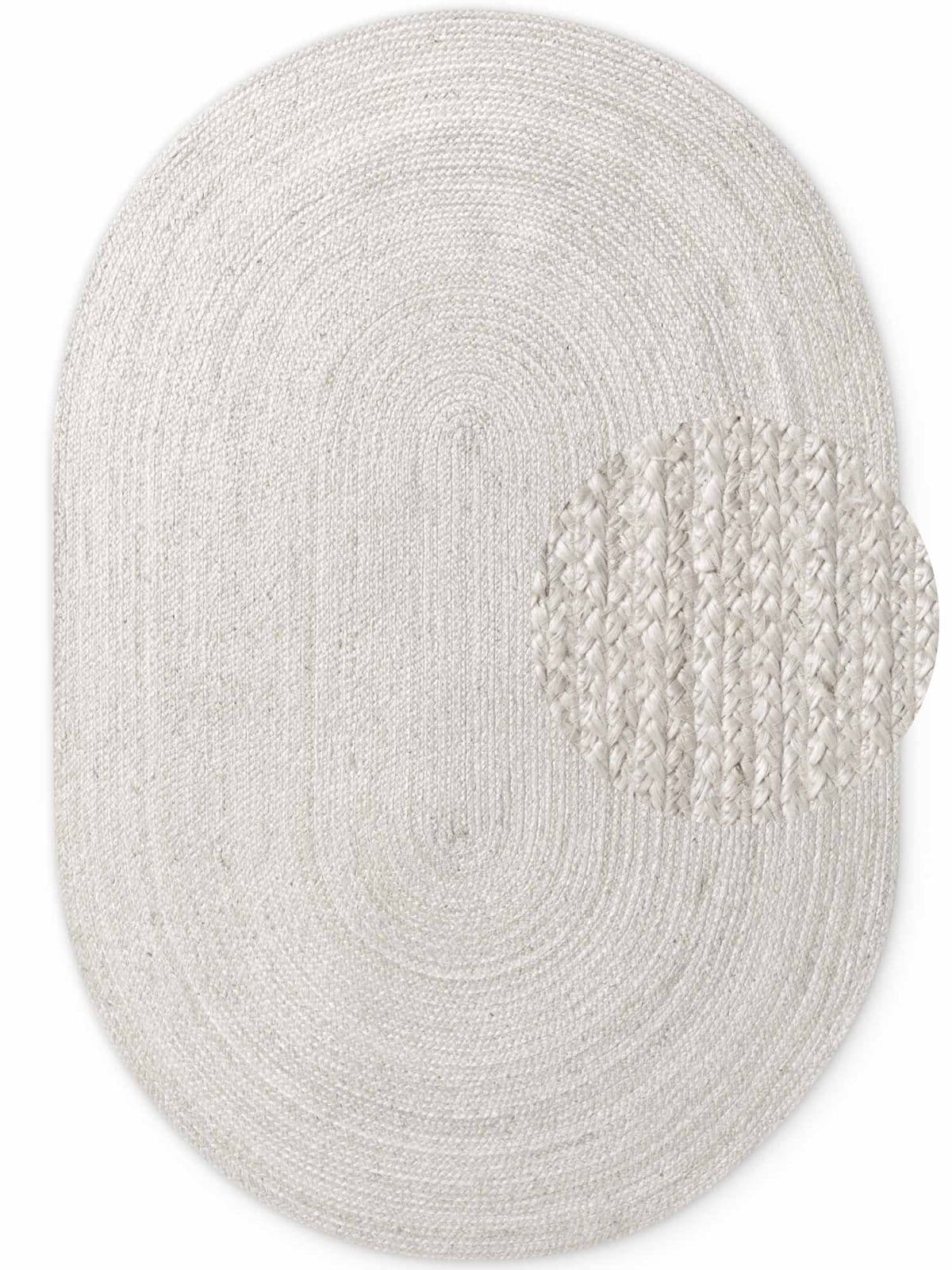 Kusový koberec Hanse Home Jute Braided 106321 White - ovál 7