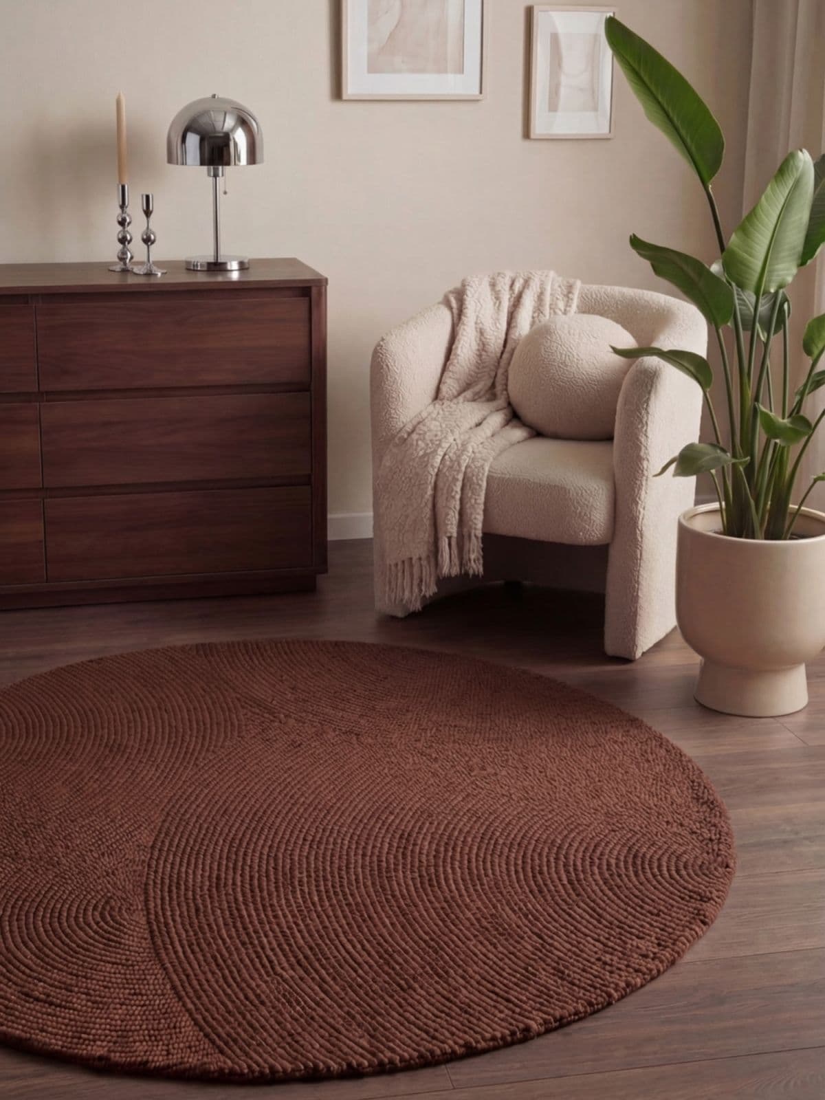 Kruhový kusový koberec Hanse Home Calmio 106402 Red Brown Ø 120 cm 5