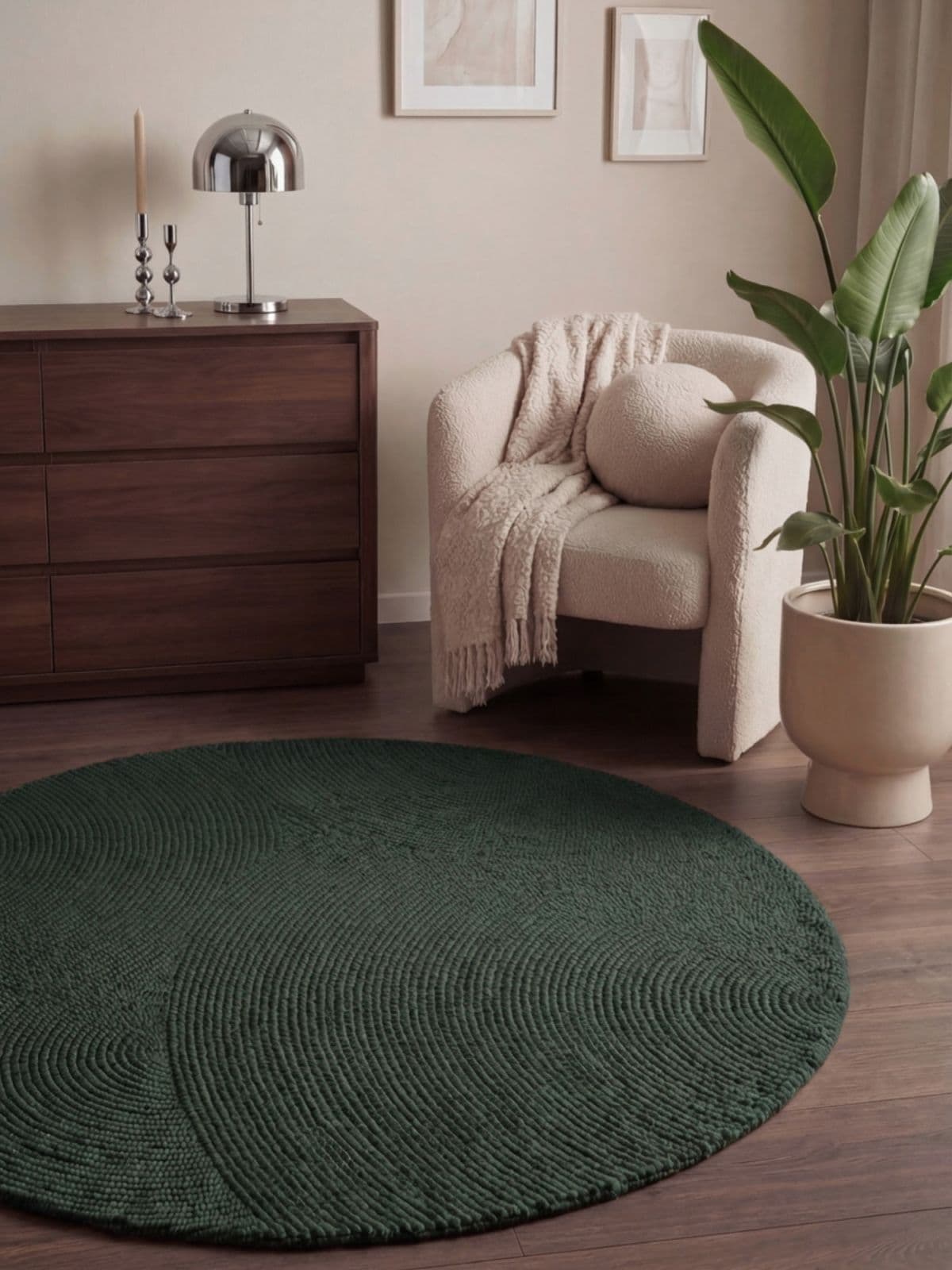 Kruhový kusový koberec Hanse Home Calmio 106404 Green Ø 120 cm 5