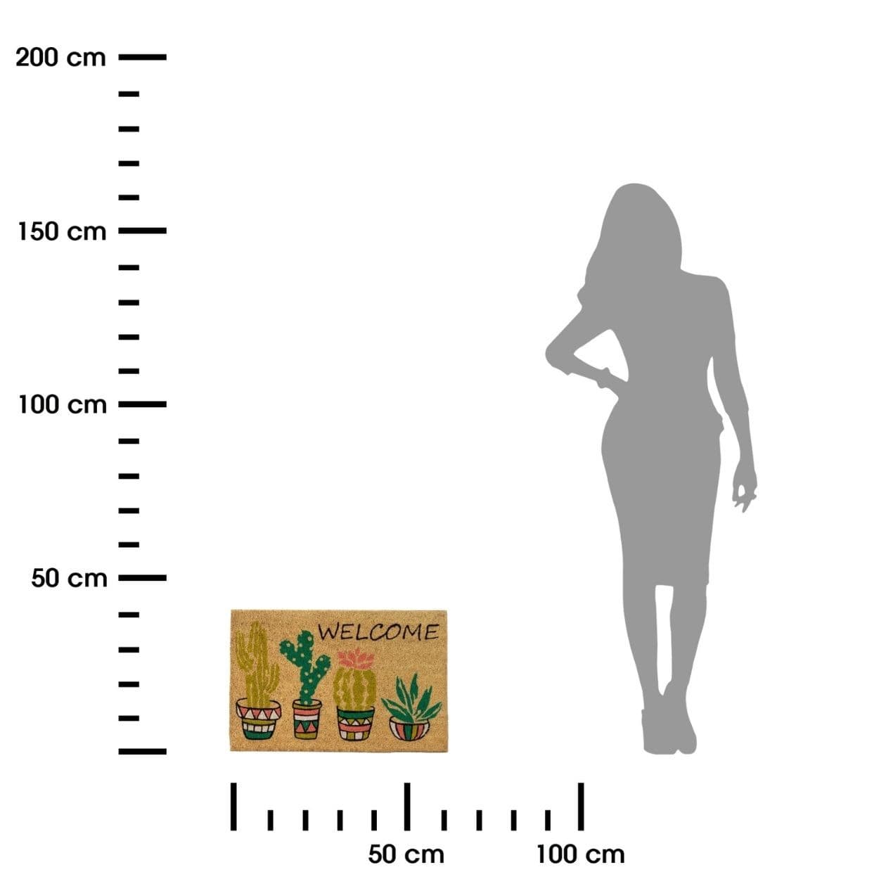 Kokosová rohožka Cactus hnědá/vícebarevná 3