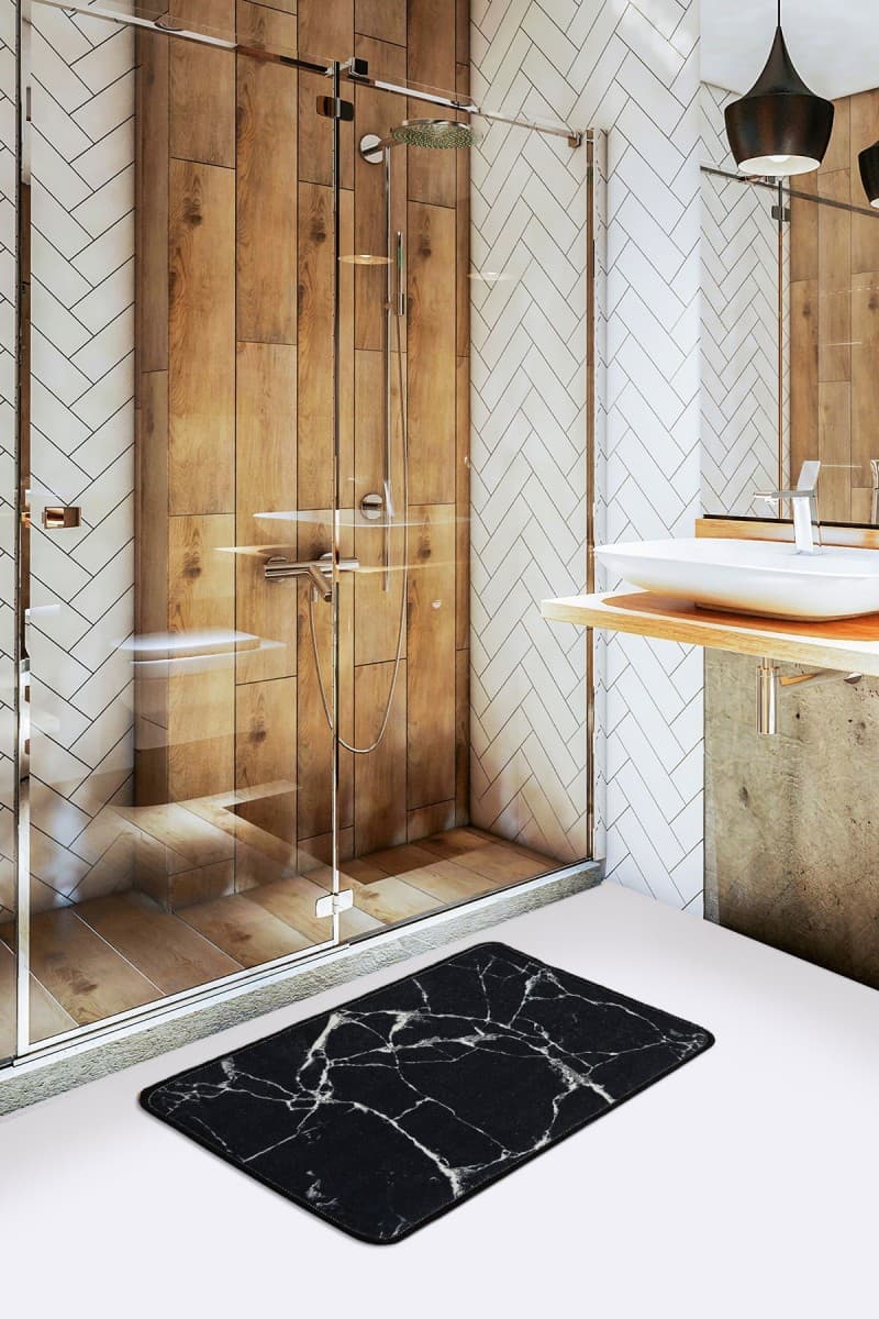 Koupelnová předložka Marble DJT černobílá 2