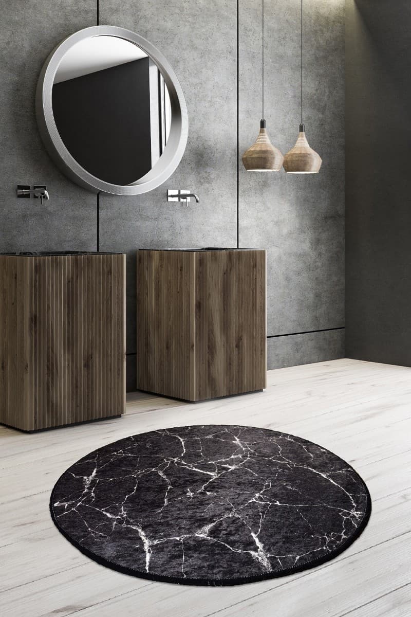 Koupelnová předložka Marble černá/bílá 2