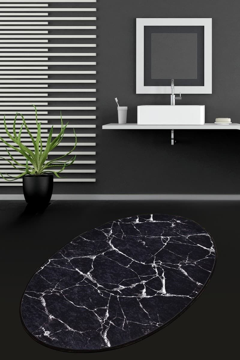 Koupelnová předložka Marble DJT černá/bílá 2
