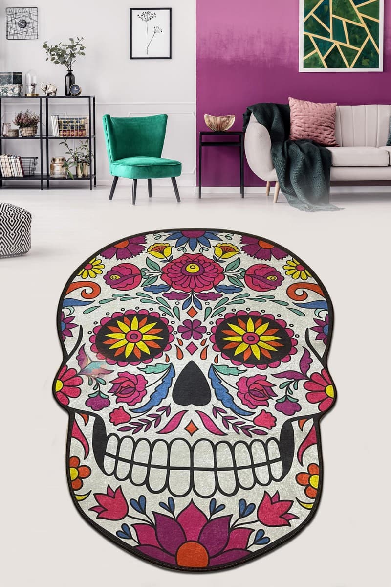 Koupelnová předložka Skull vícebarevná 2