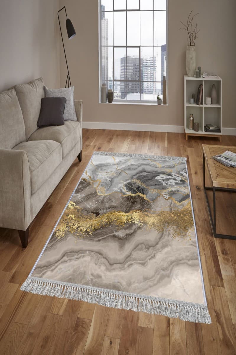 Koberec Marble šedý/zlatý 2