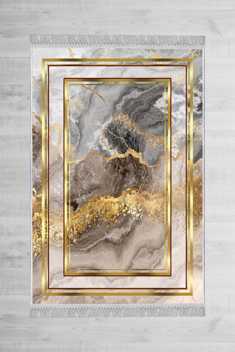 Koberec Marble Frame šedý/zlatý 3