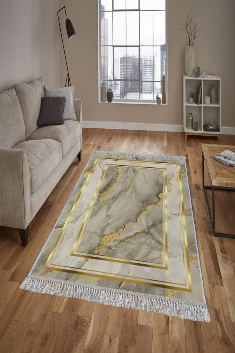 Koberec Marble Frame béžový/zlatý 2
