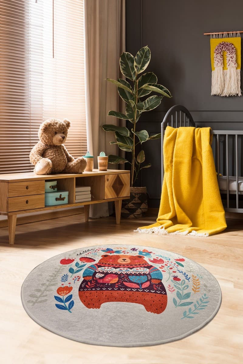 Dětský kulatý koberec Sweet Bear vícebarevný 2