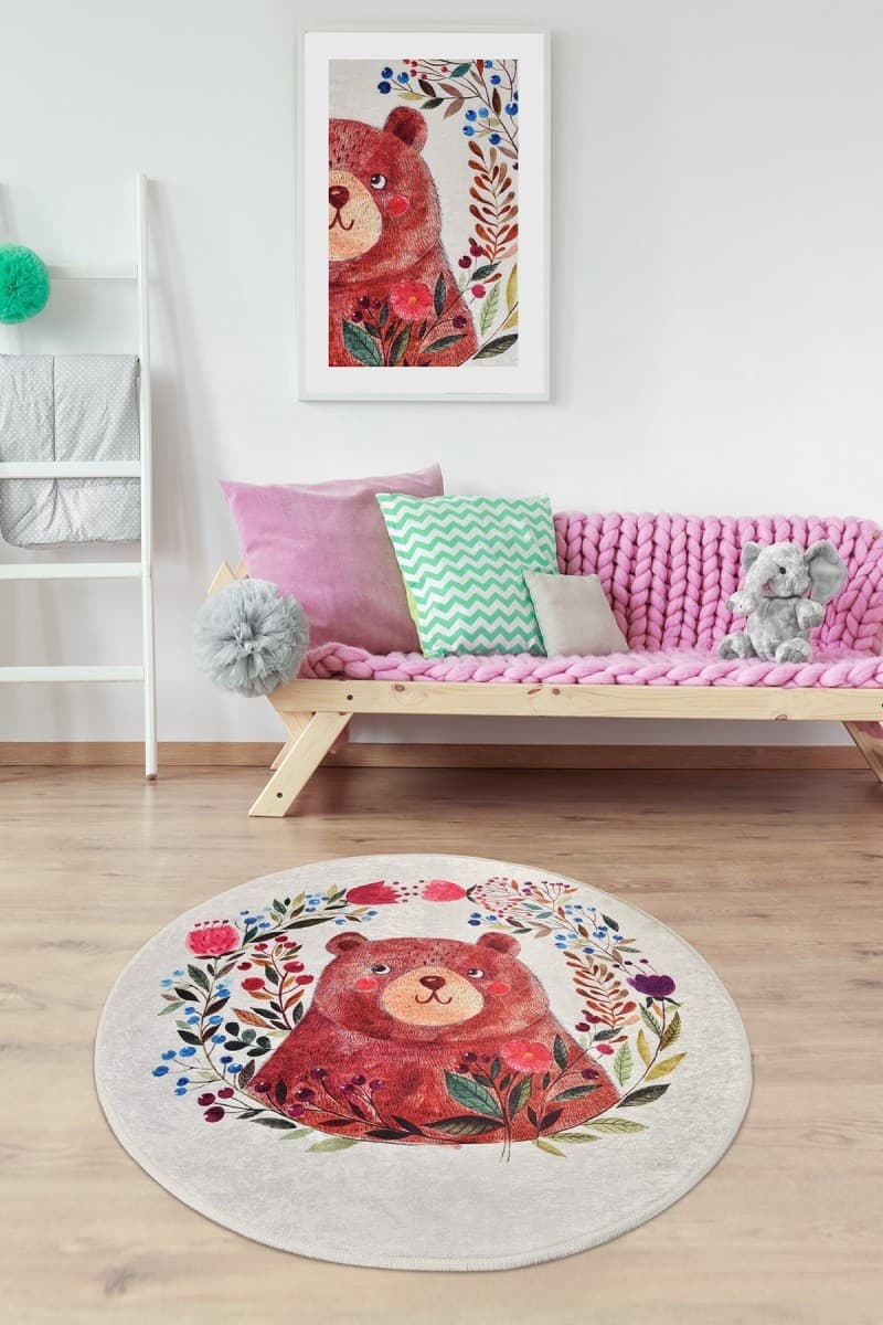 Dětský kulatý koberec Bears Garden vícebarevný 2