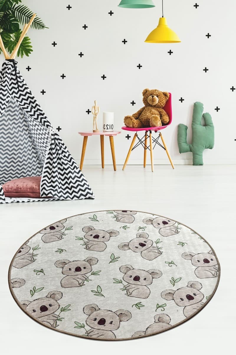 Dětský kulatý koberec Koala šedý 2