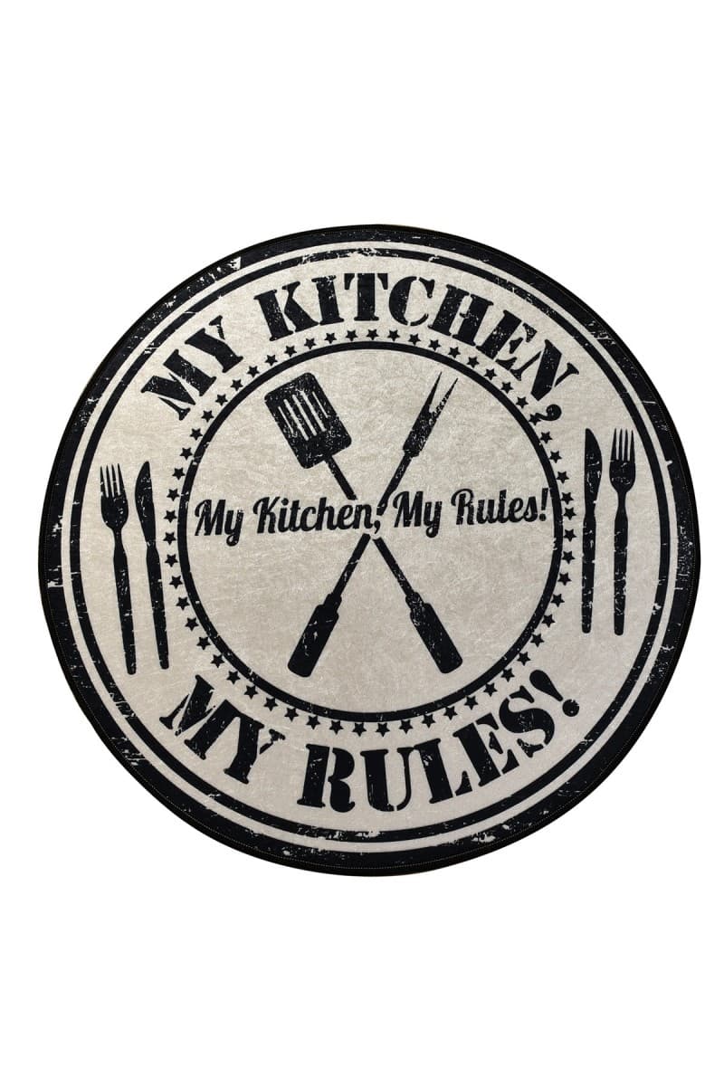 Kulatý koberec My Kitchen černý/bílý