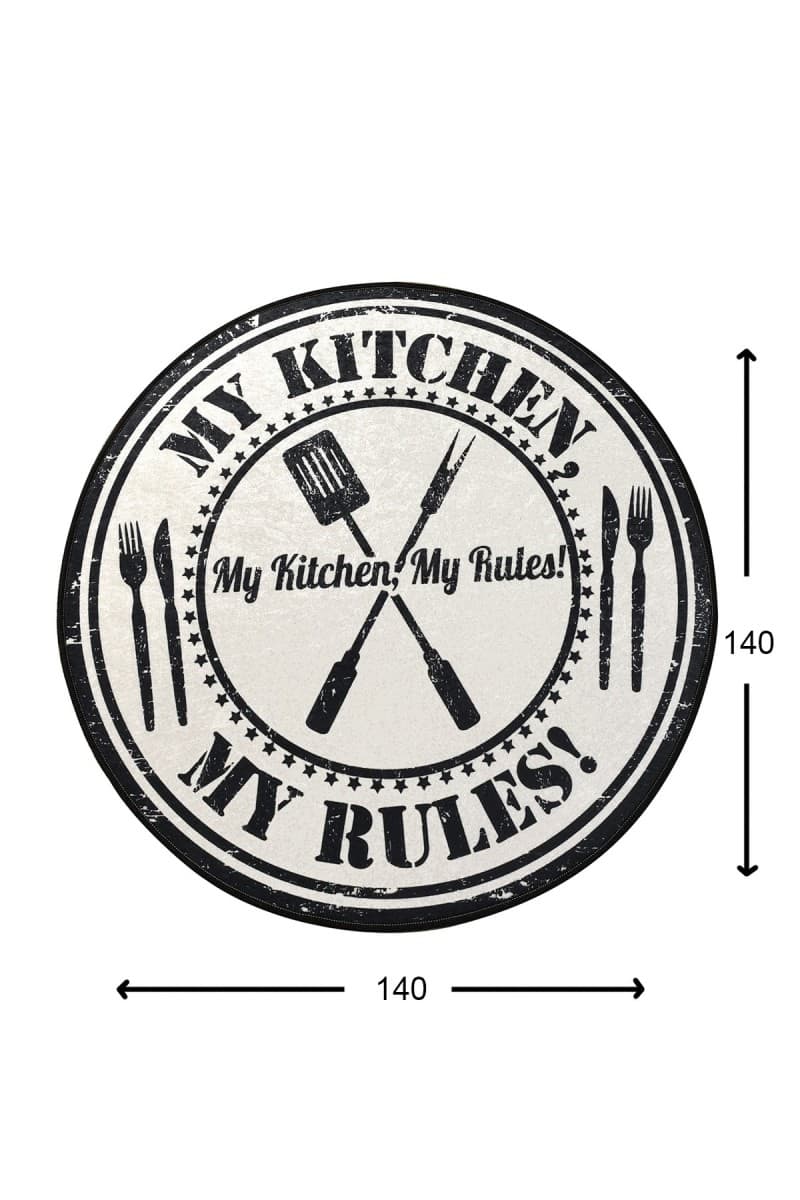 Kulatý koberec My Kitchen černý/bílý 4