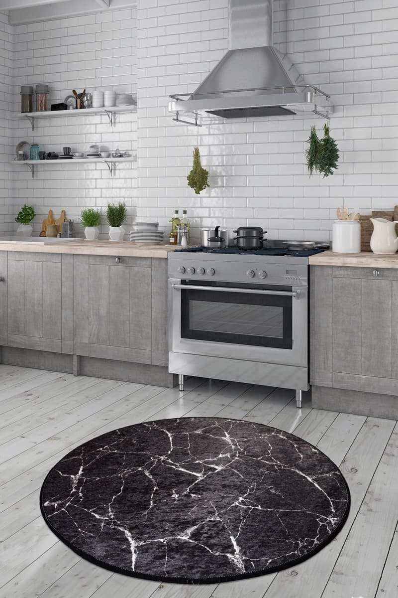Kulatý koberec Black Marble černý 2