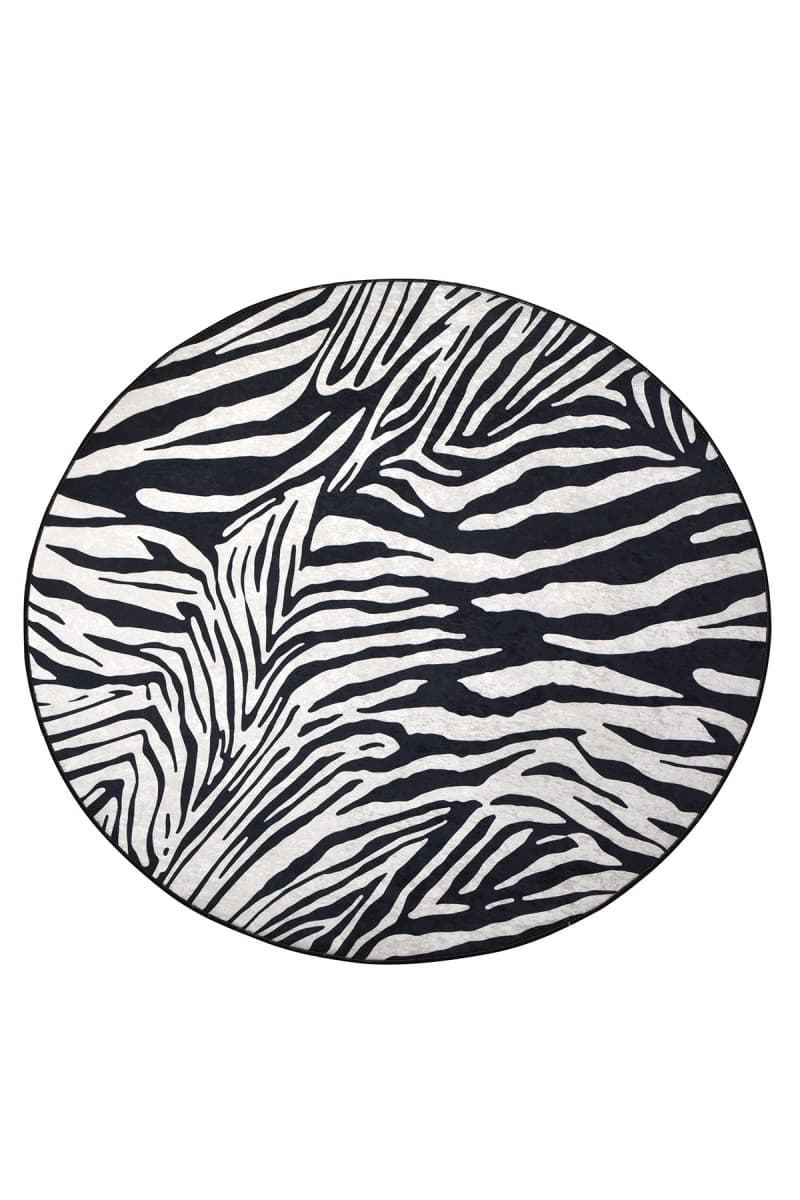 Kulatý koberec Zebra bílý/černý