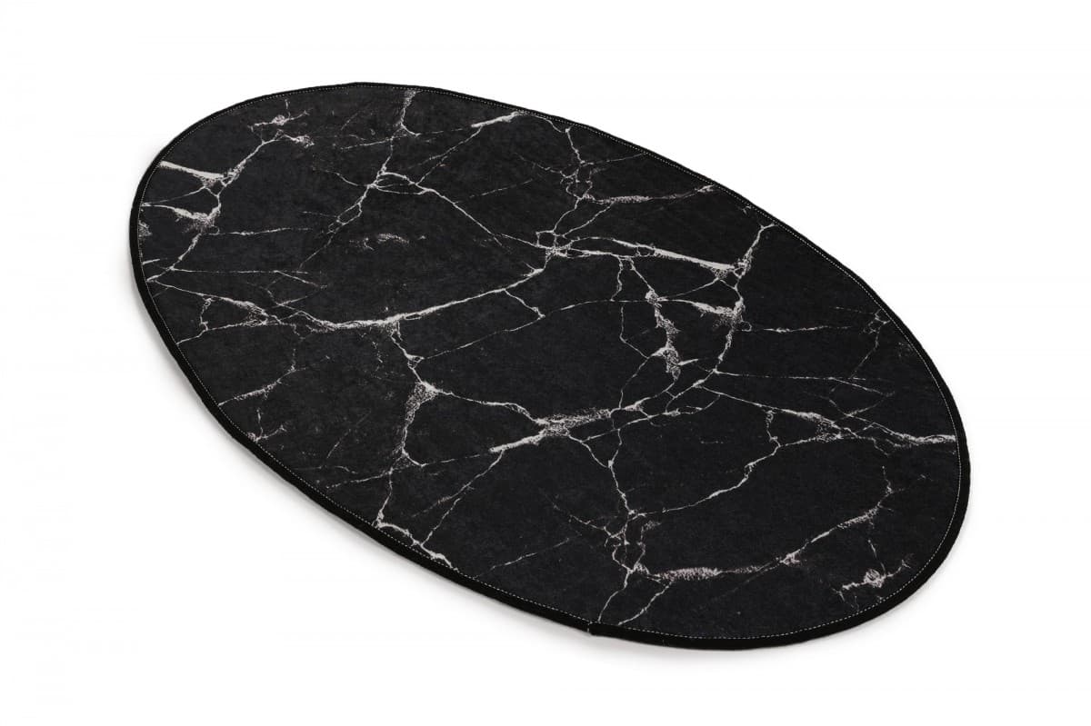Oválný koberec Black Marble černý