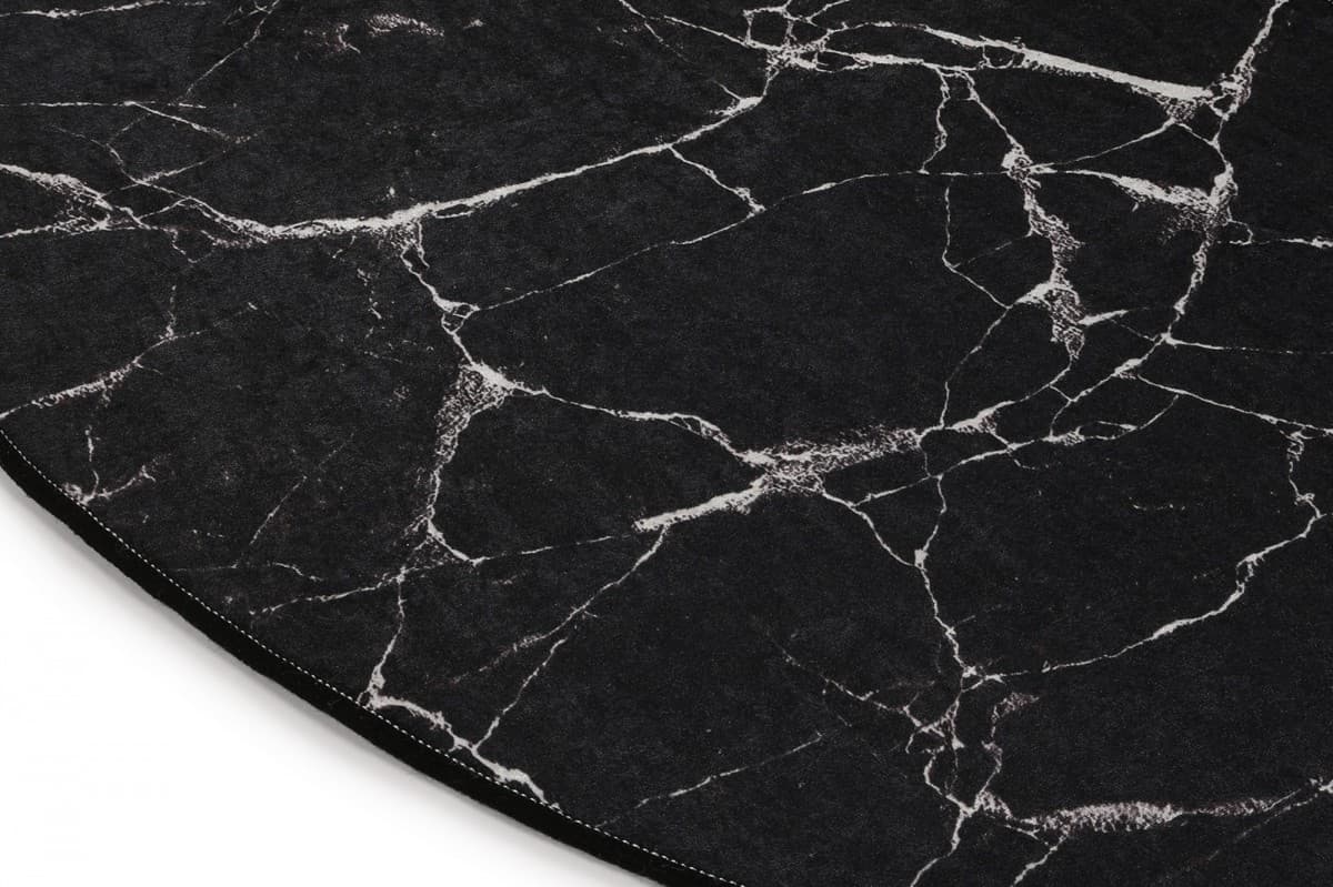 Oválný koberec Black Marble černý 4