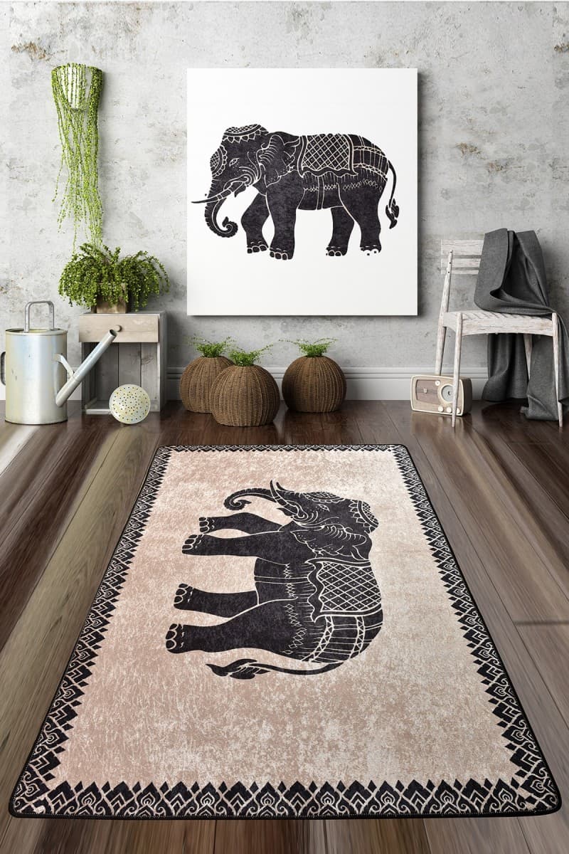 Koberec Elephant béžový/černý 2