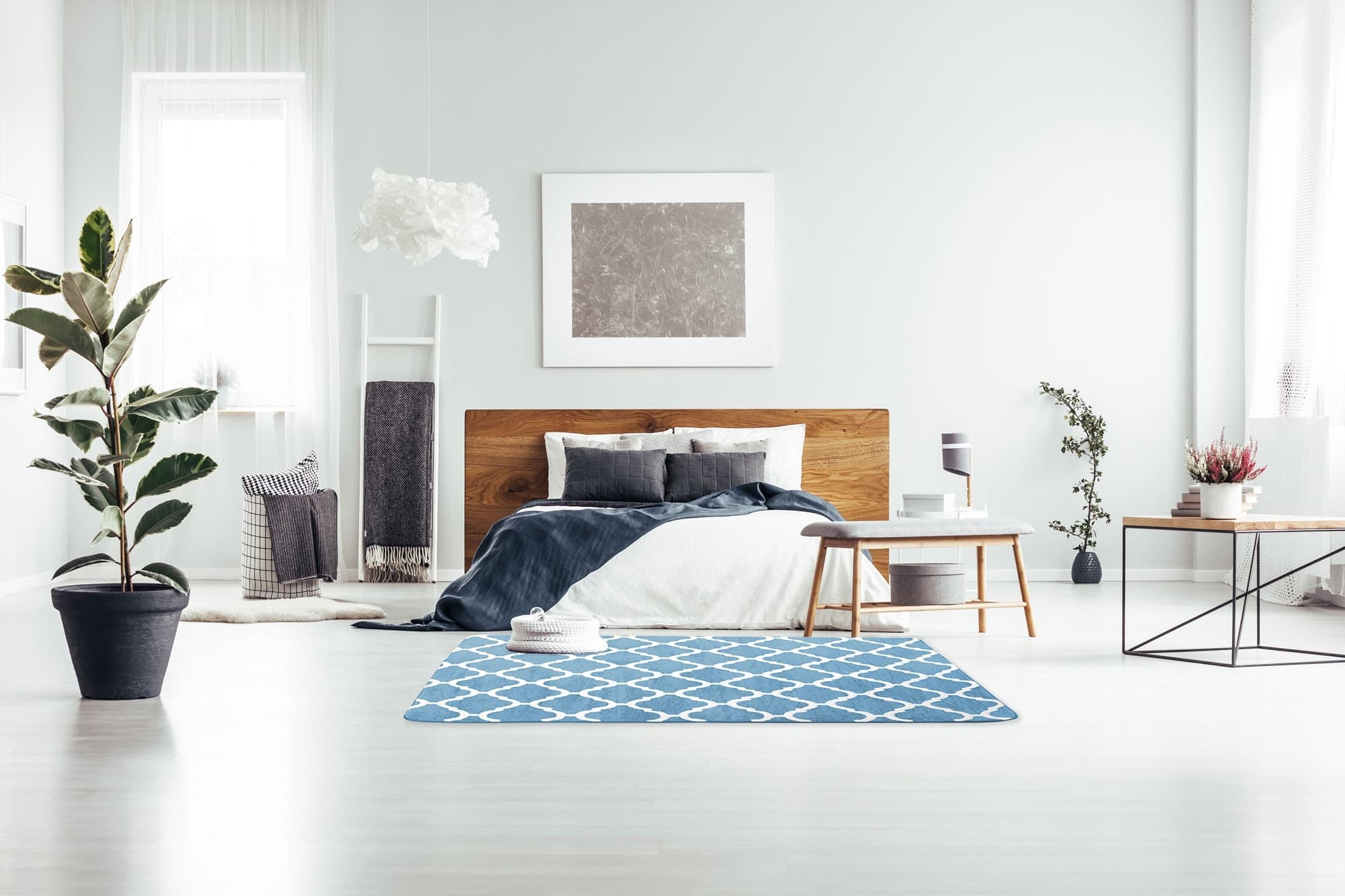Plyšový koberec Clover Baroc modrý 10