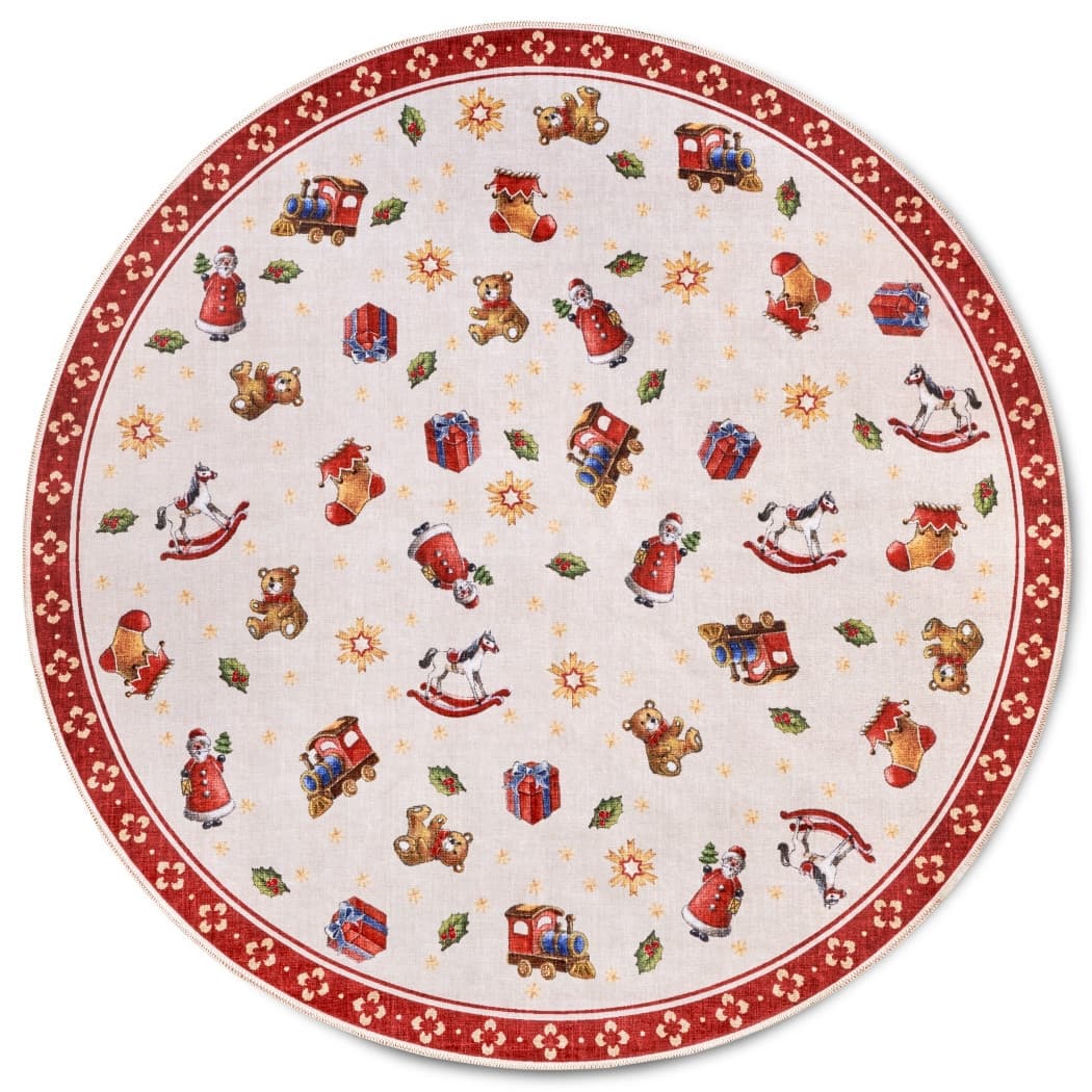 Kusový koberec Villeroy & Boch 106192 červený vánoční kruh Kruh Ø 150 cm