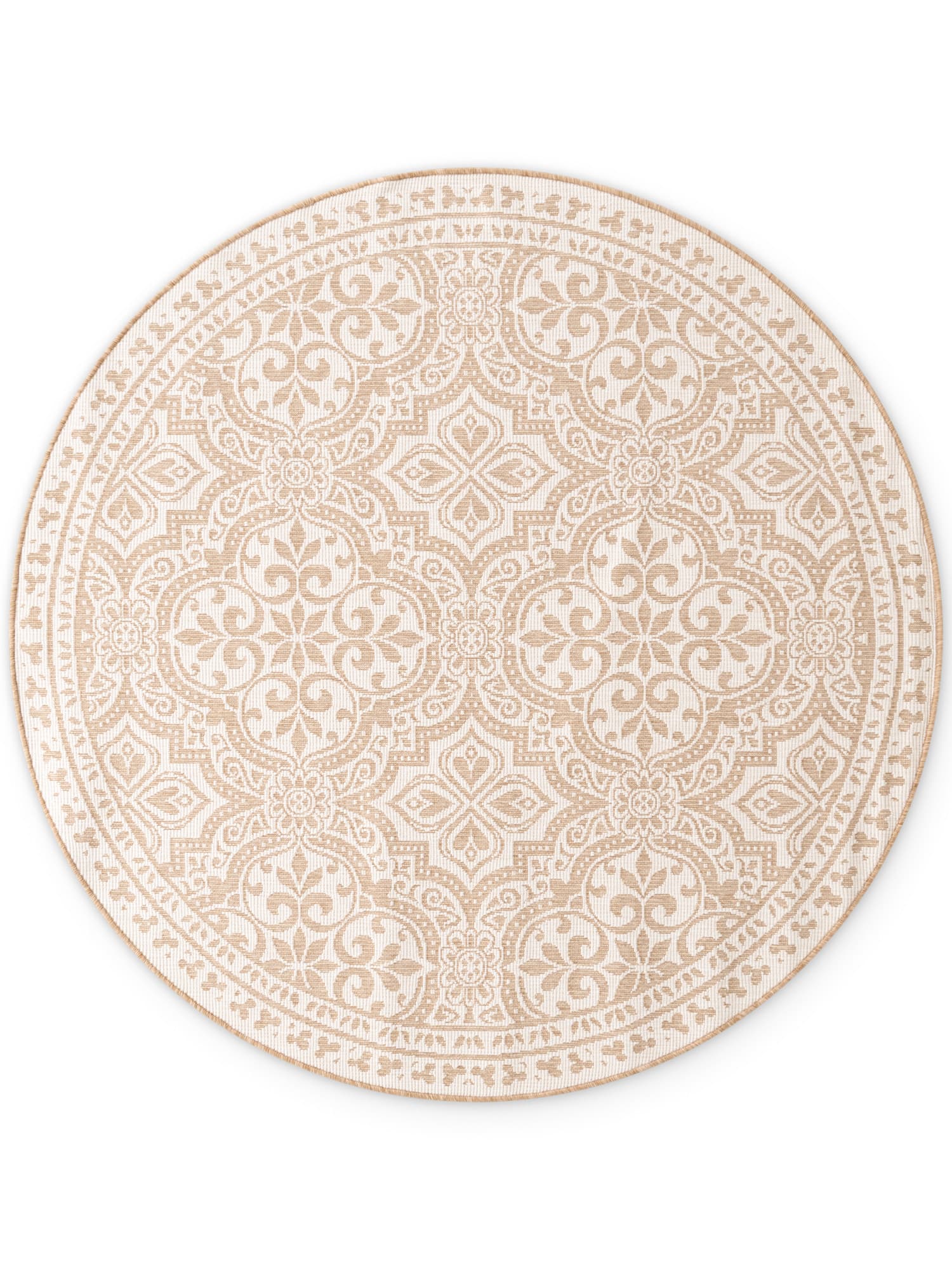 Kusový koberec Duet Rosel Beige/White kruh - na ven i na doma 2