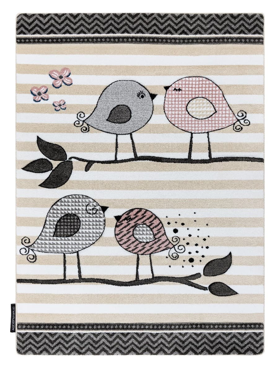 Dětský kusový koberec Petit Birds cream