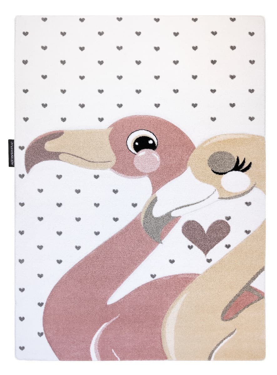 Dětský kusový koberec Petit Flamingos hearts cream