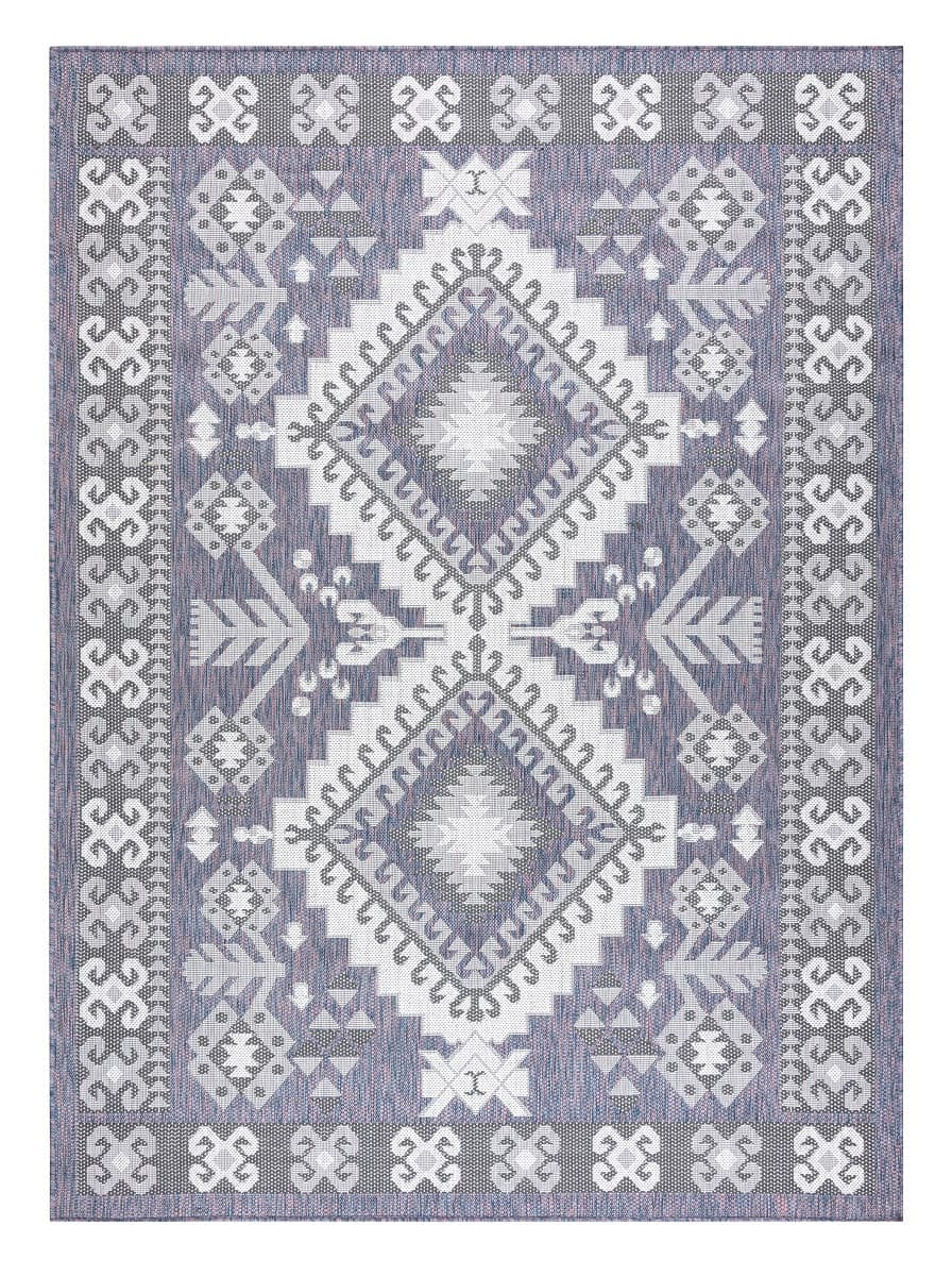 Kusový koberec Sion Sisal Aztec 3007 blue/pink/ecru – na ven i na doma