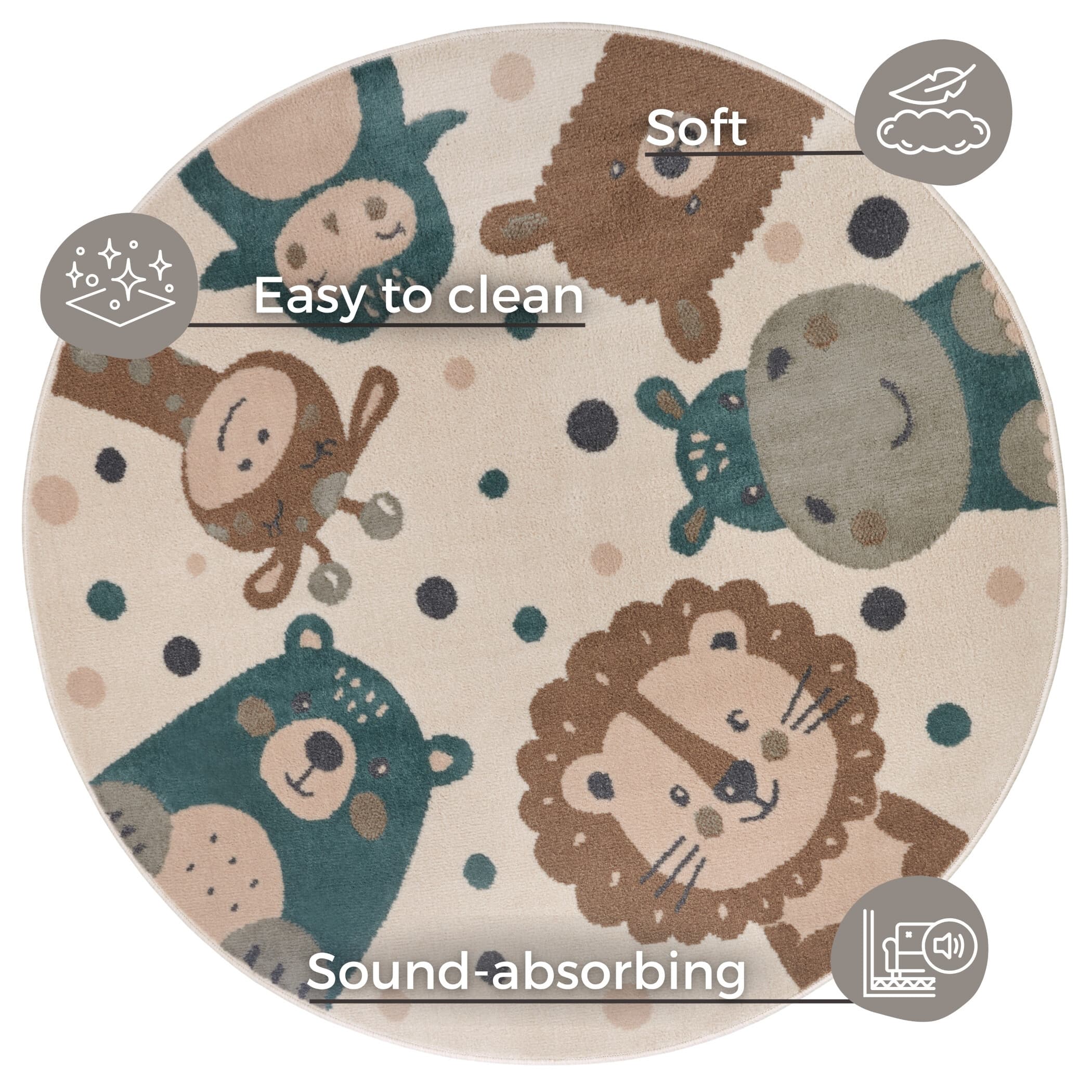Dětský koberec Adventures 105968 Cream Brown Blue kruh Kruh Ø 140 cm 6