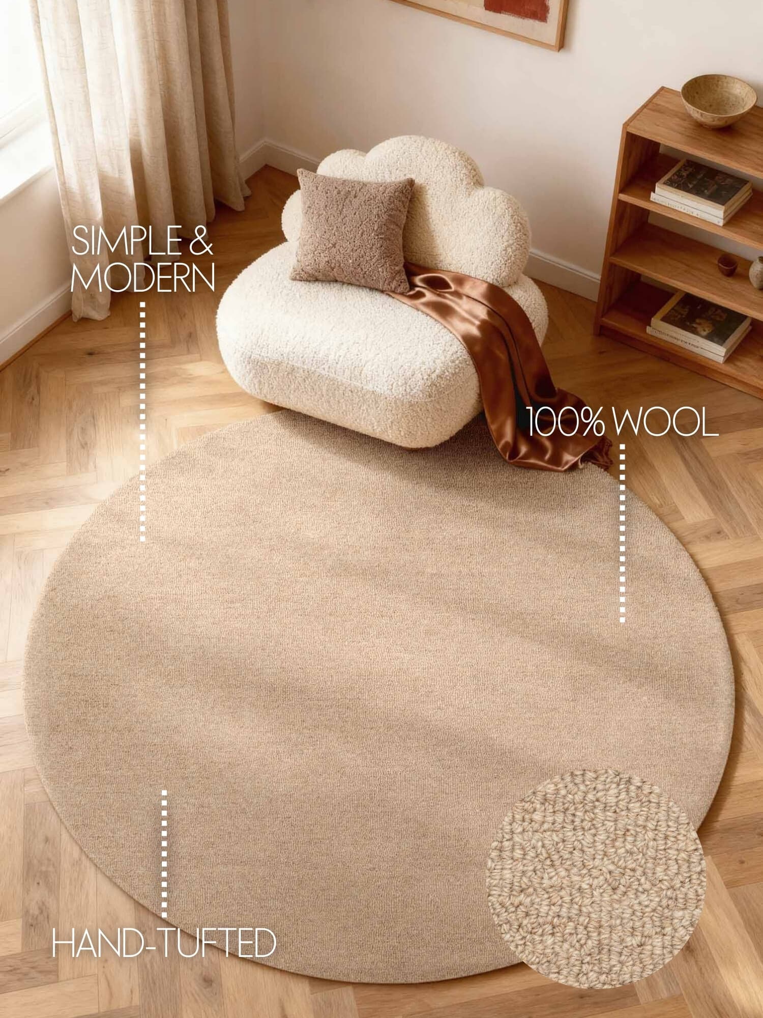 Kusový koberec Puristic Knots 106320 Beige kruh z kolekce Elle Kruh Ø 160 cm 4