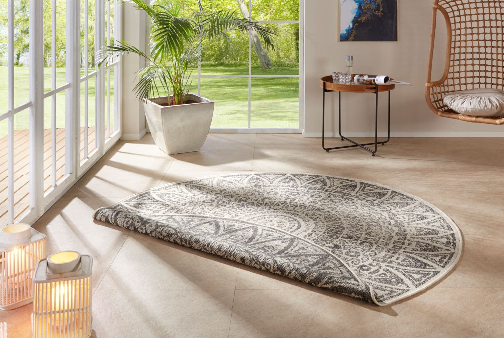 Kusový koberec Mujkoberec Original Nora 104160 Grey Creme kruh – na ven i na doma 2