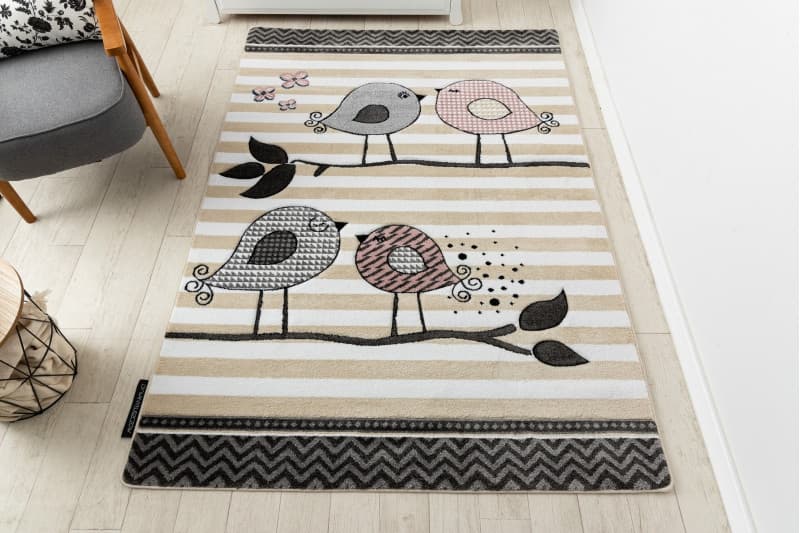Dětský kusový koberec Petit Birds cream 3