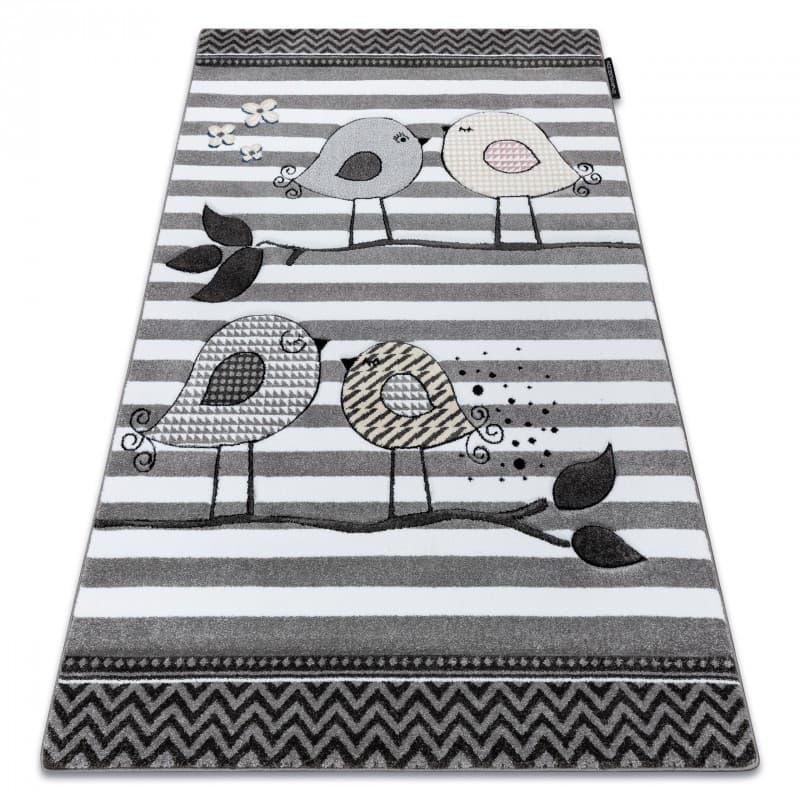 Dětský kusový koberec Petit C549 Birds grey 3